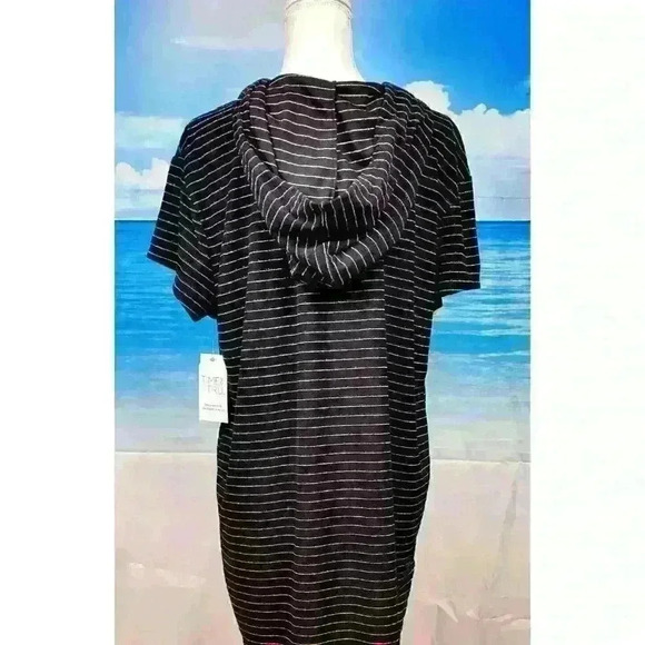 BLACK HOODIE Beach Cover Up NWT Time & Tru STRETCH Tunic Dress Swim suit - Picture 6 of 8